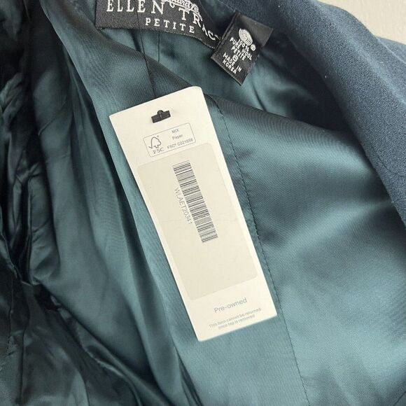 Ellen Tracy Blazer 6 Womens Petite Green Gold Buttons Double Breasted Vintage - Picture 10 of 12